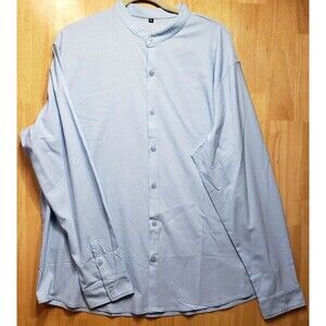 URRU Men’s XL Blue Long Sleeve Button Down Shirt Casual Dress NWT Rayon Stretch
